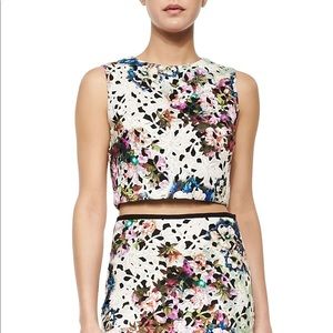 Nicole Miller Floral Lace Crop Top
